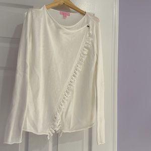 Lilly Pulitzer Girls White Fringe Sweater - size XL (12-14)
